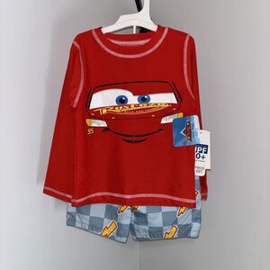 Boys Cars Toddler 3T Bathing Suit 2 Pc L/S  Pool Summer Vacation Party Gift NWT